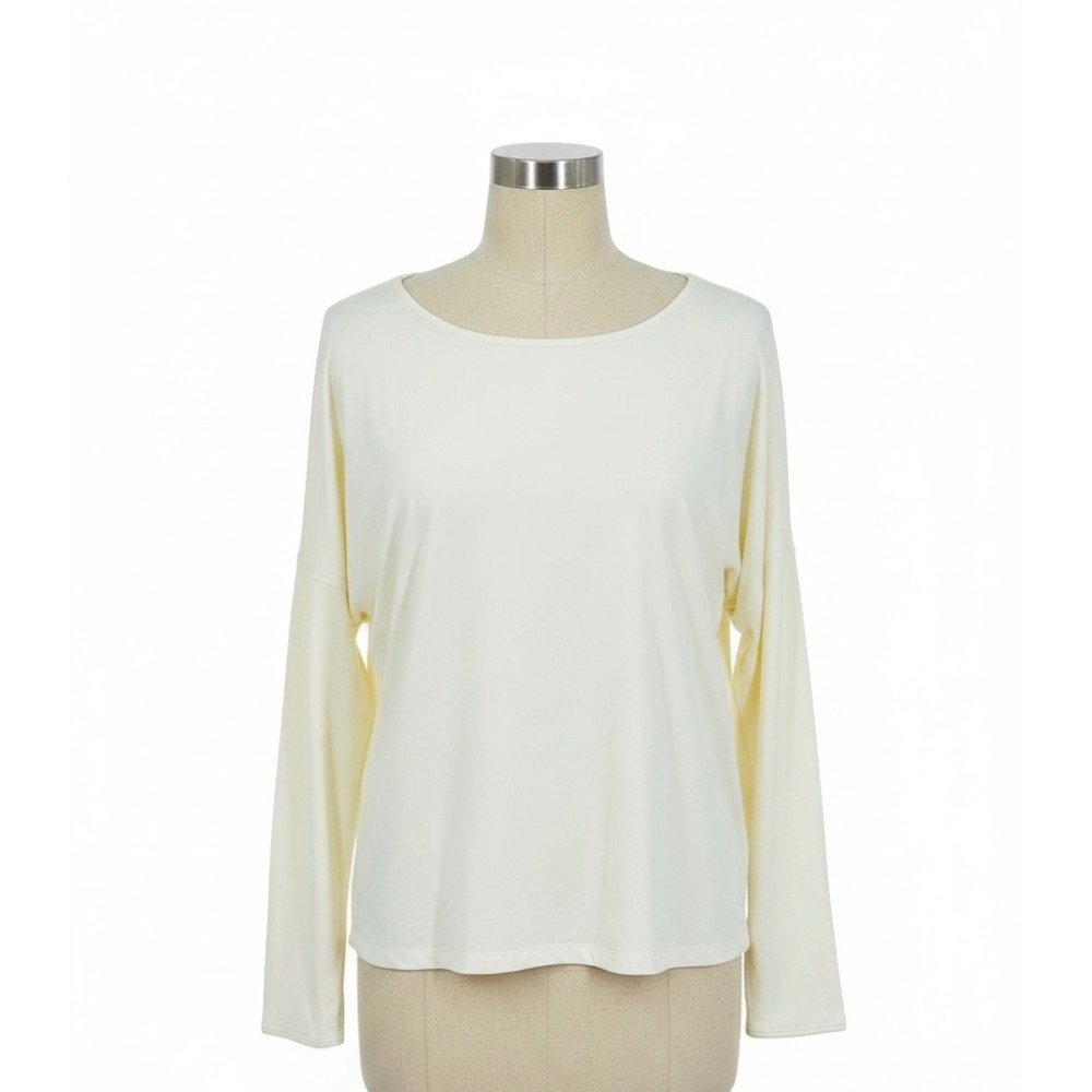 Nine West Active Long Sleeve Open Back Yoga Top Cream XL